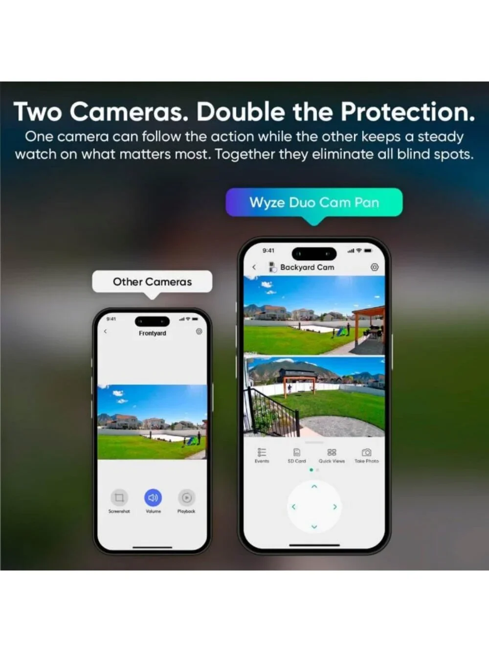 2-Pack Indoor/Outdoor 360° Smart Security Cameras with Color Night Vision